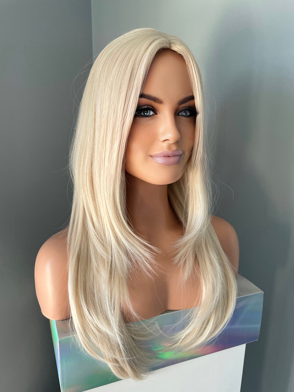 Long Platinum Blonde Straight Wig - 24 Inch Natural Look Synthetic Hair