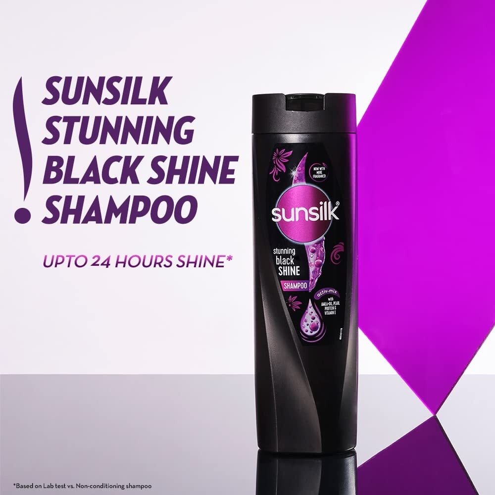 Sunsilk Black Shine Shampoo with Amla & Oil 650ml - Long Lasting Nourishing Hair Care