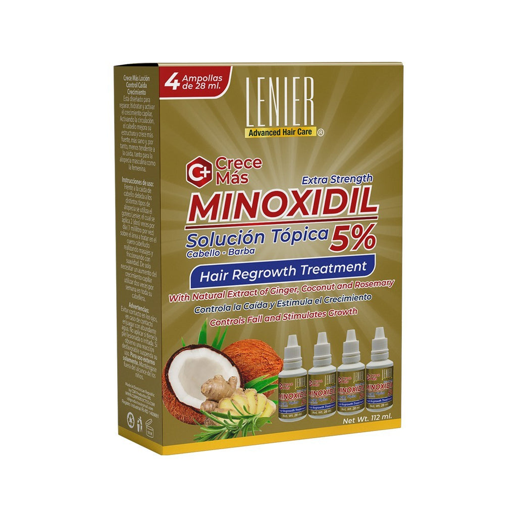 Lenier Minoxidil 5% Hair Regrowth Treatment - Extra Strength 4-Pack, 28ml Bottles