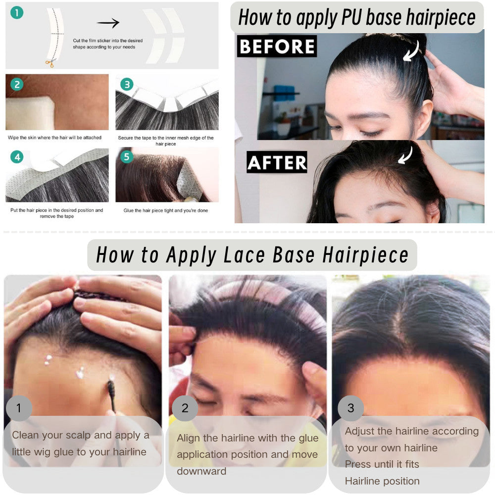 Human Hair Topper with Lace Base - Full Lace Hairpiece for Women