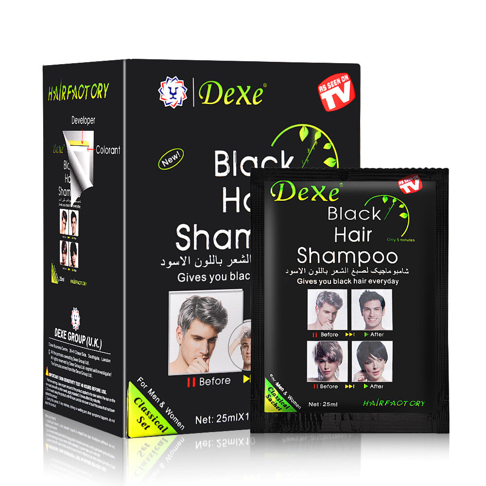 Herbal Hair Dye Shampoo 3 in 1 Black Hair Color & Dandruff Treatment - Pack of 20 Bags