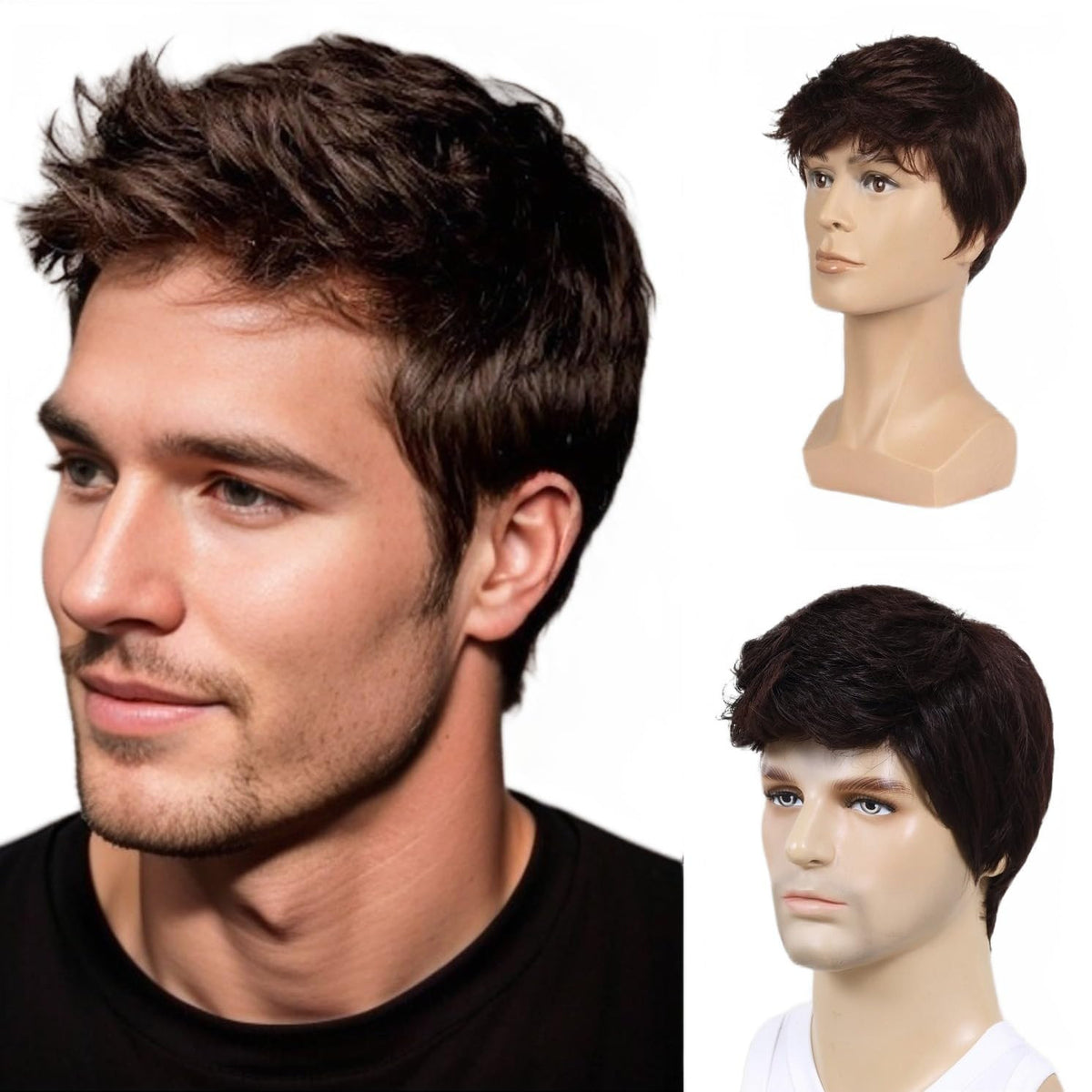 Men's Short Brown Wigs - Cosplay, Daily Wear, Natural Look