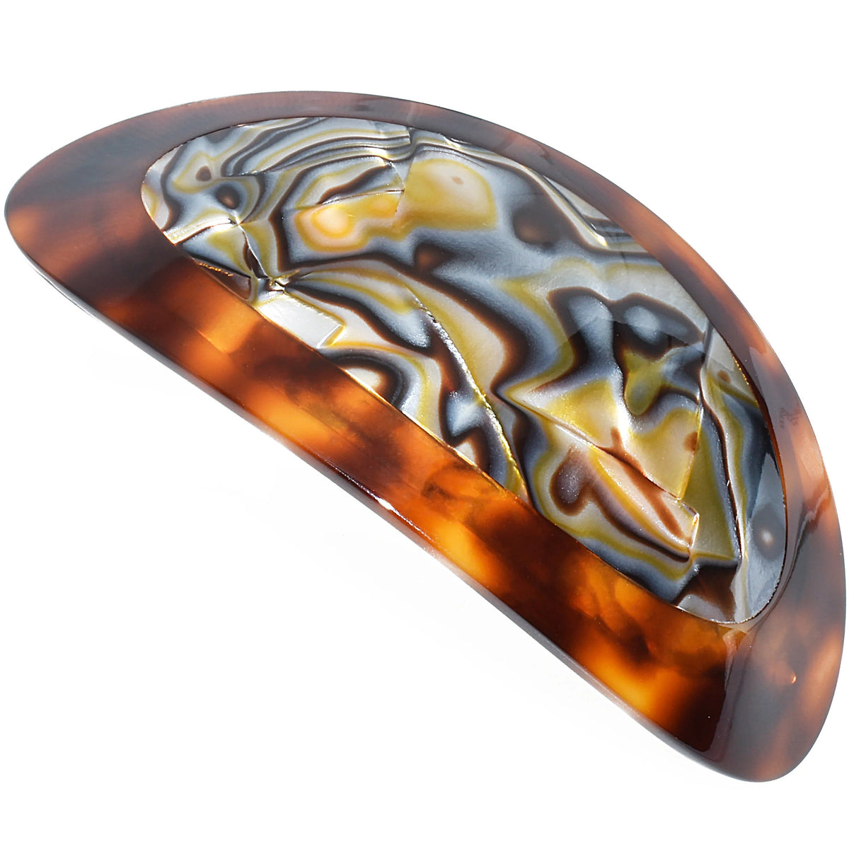 Oval Dual-Tone Handmade Hair Barrette for Women - Secure, Elegant Hair Accessory