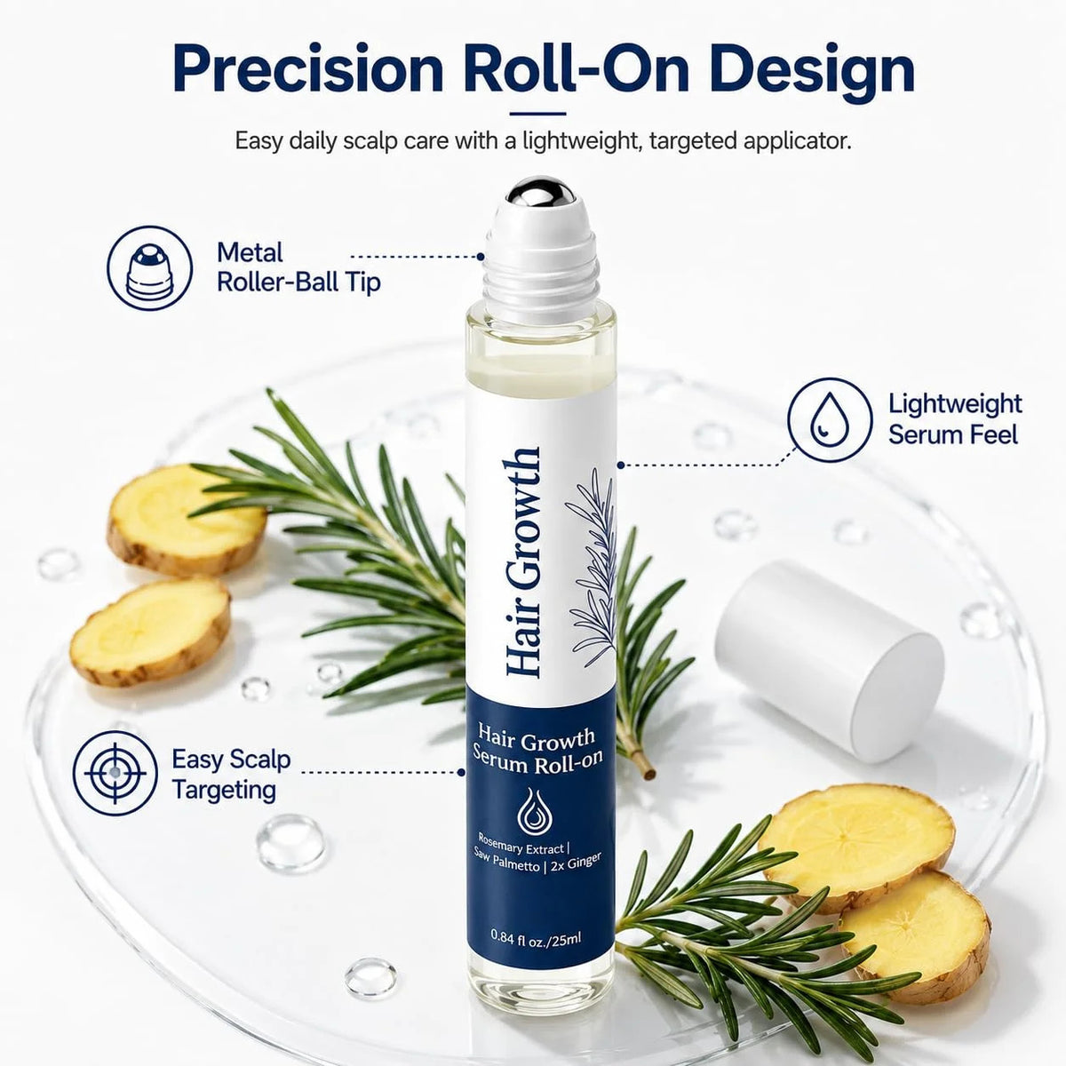 Hair Growth Serum Roll-On for Thicker Hair - 2 Pack, 0.85 Fl Oz