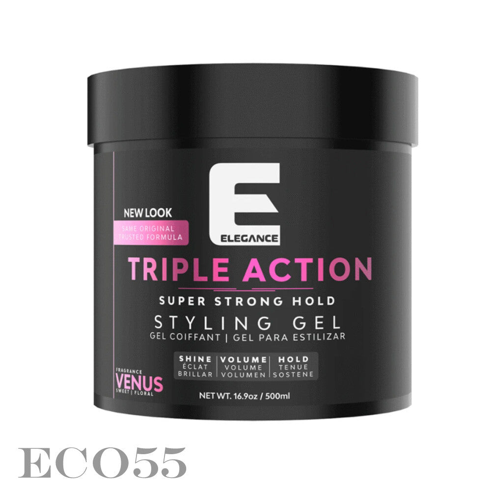 Hair Gel Triple Action Styling Venus 16.9 Fl Oz - Strong Hold & Shine 2 Pack