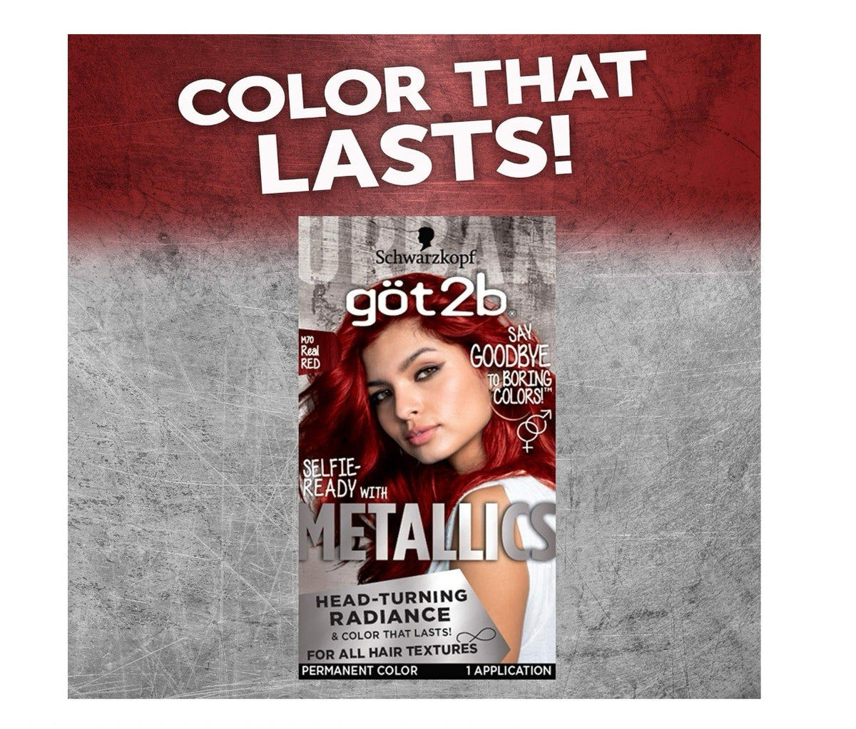 Got2b Metallic Permanent Hair Color Real Red M76 - 2 Pack