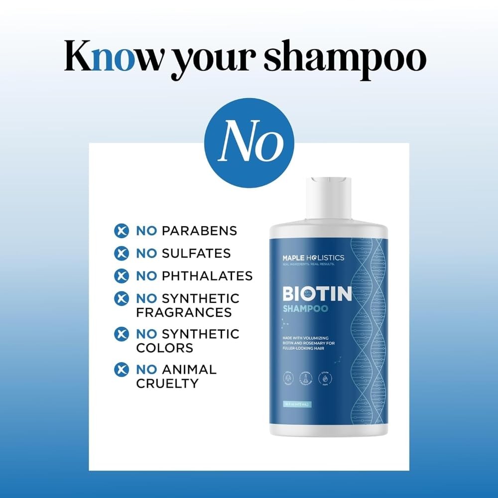 Biotin Rosemary Shampoo for Thinning Hair - Vegan & Sulfate-Free, 16 Fl Oz