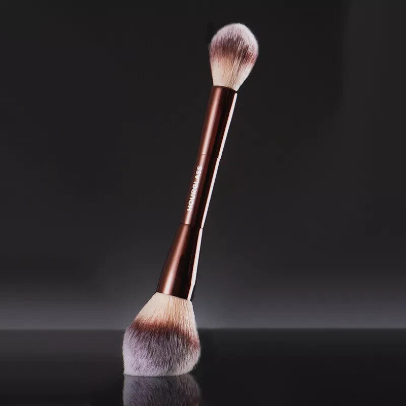 Double Ended Makeup Brush for Powder, Highlighter & Blush - Vegan & Soft