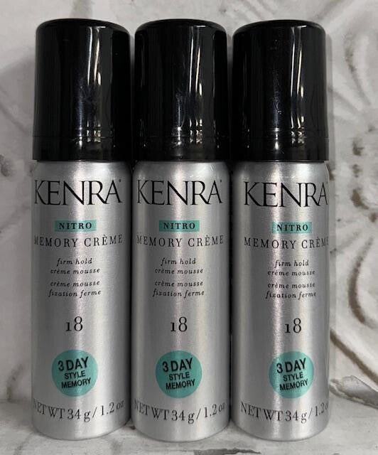 Kenra Nitro Memory Creme Firm Hold Styling Mousse - Travel Size 1.2 oz (3 Pack)