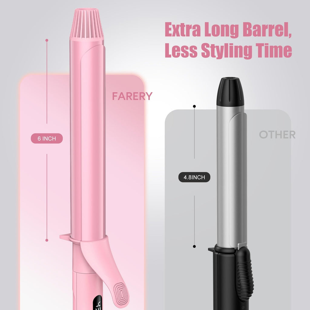 Long Barrel Curling Iron 1.25 Inch for Thin Hair with Adjustable Temp