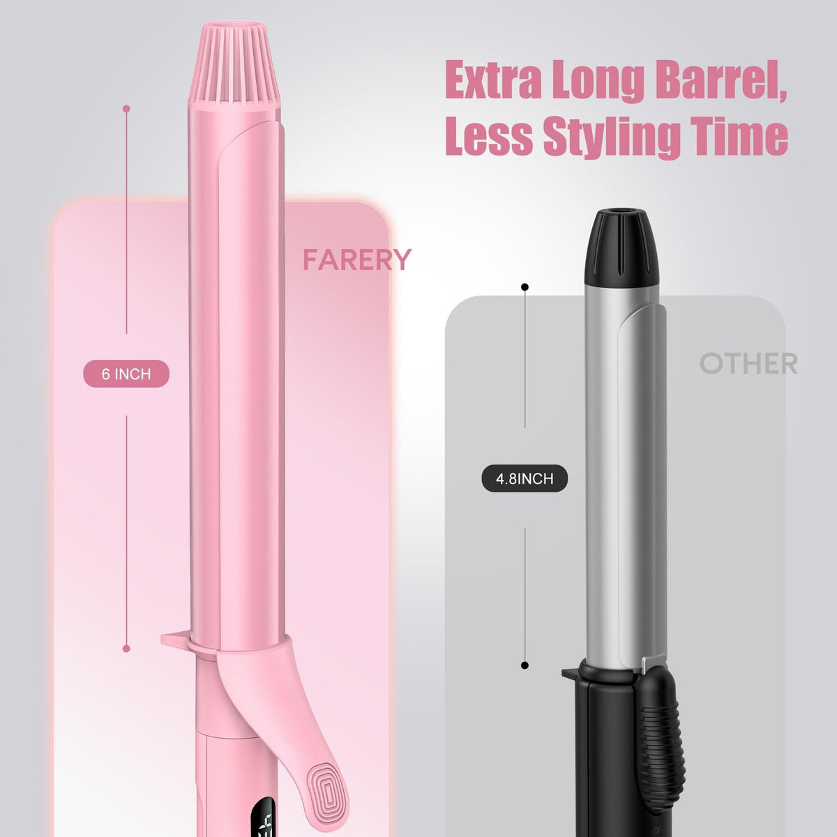 Long Barrel Curling Iron 1.25 Inch for Thin Hair with Adjustable Temp