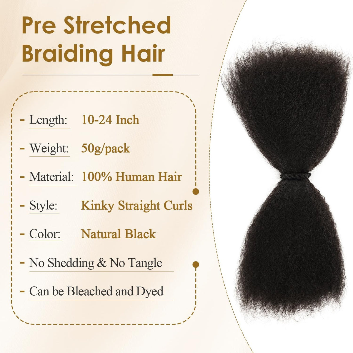 Human Hair Extensions for Braiding 18 Inch 50g - Natural Box Braids & Twists