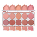 10 Color Long Lasting Face Blush Palette for Cheeks - Lightweight Makeup