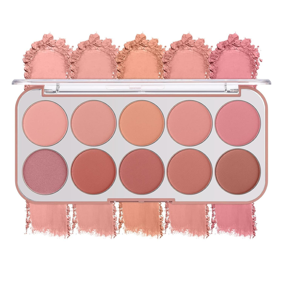 10 Color Long Lasting Face Blush Palette for Cheeks - Lightweight Makeup