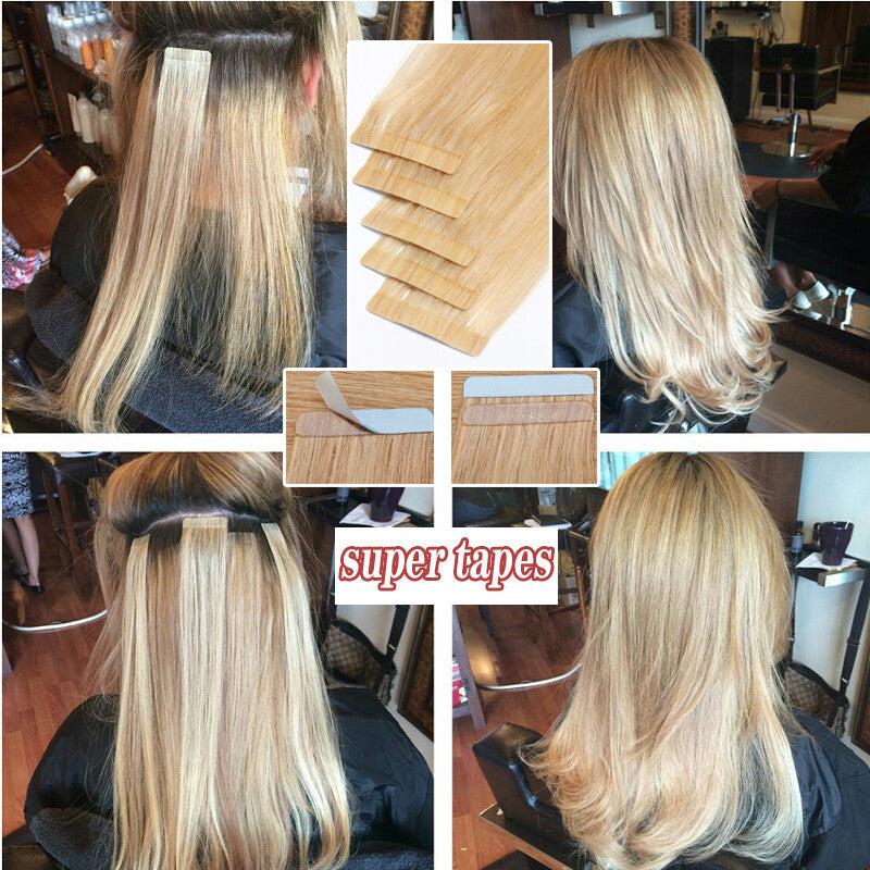 60PCS Thick Tape-In Hair Extensions - Remy Human Hair Skin Weft