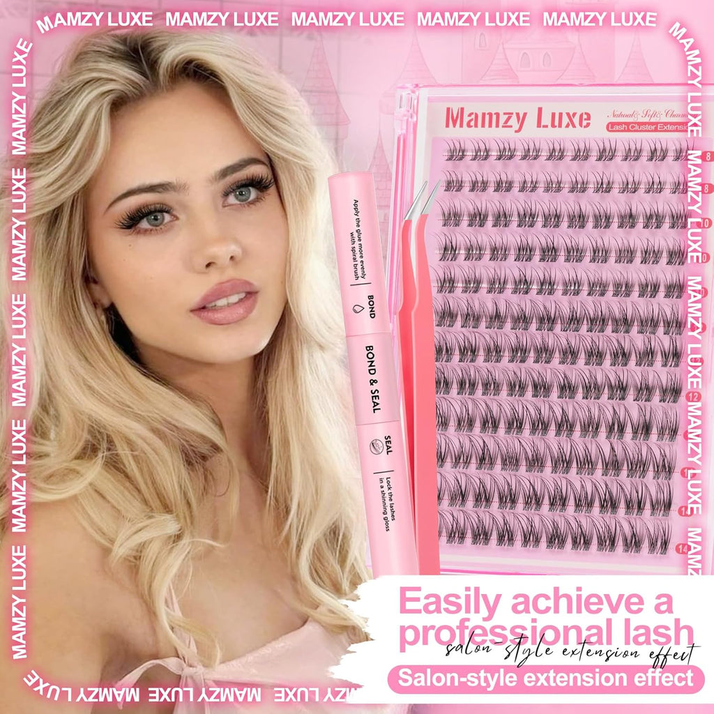 Natural Lash Clusters Kit Short Wispy 8-14MM False Eyelashes with Clear Band