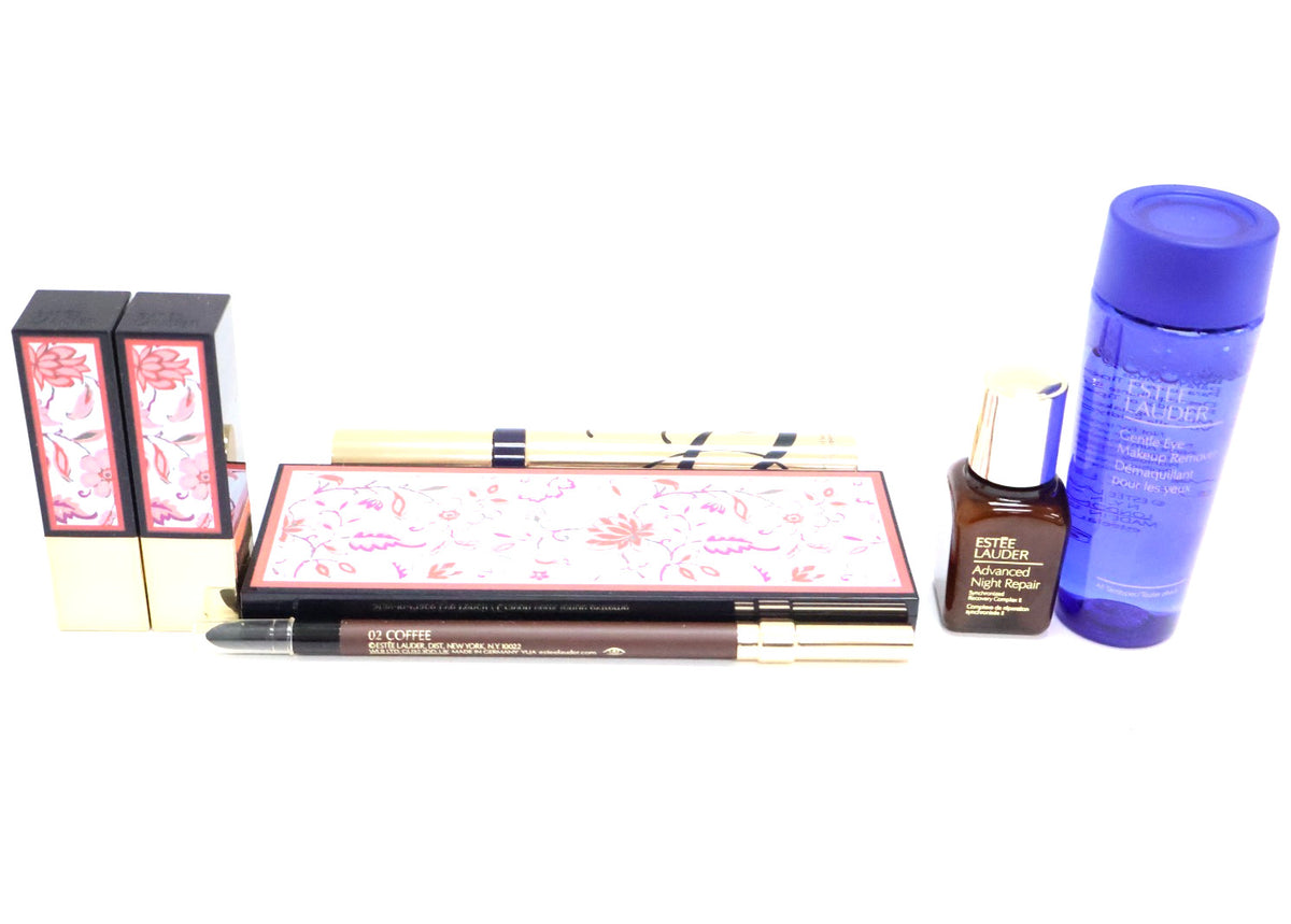 Estee Lauder 7-Piece Makeup Gift Set with Lipsticks, Eye Palette & Skincare