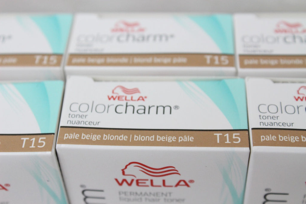 6 Pack Wella Color Charm Permanent Hair Toner T15 Pale Beige Blonde 1.4 oz