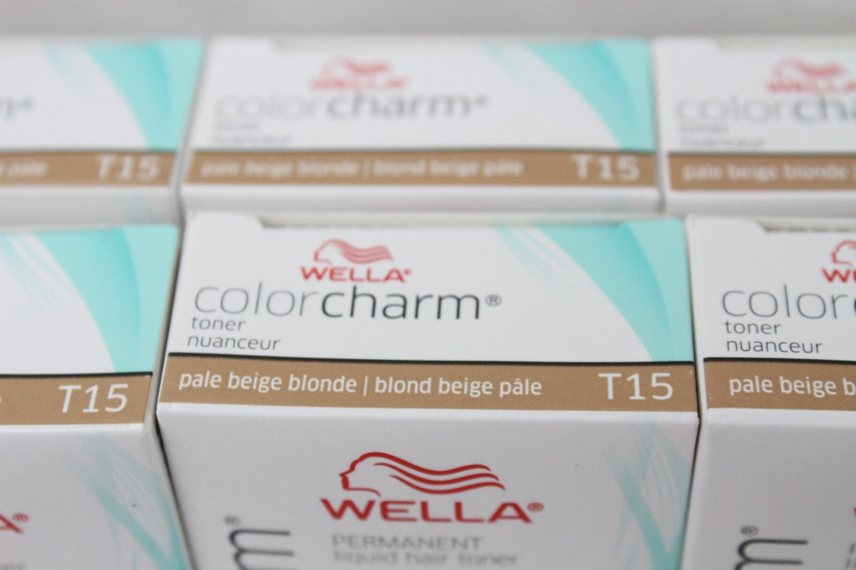 6 Pack Wella Color Charm Permanent Hair Toner T15 Pale Beige Blonde 1.4 oz