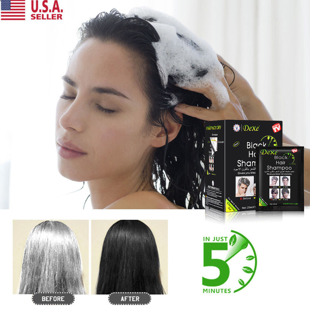 Herbal Black Hair Shampoo Darkening Hair Dye - 10 Pack