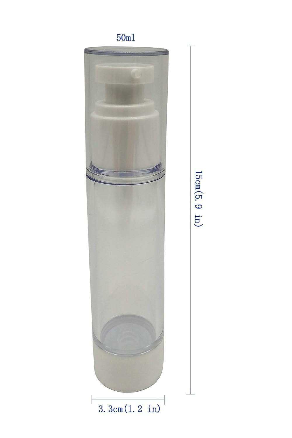 3-Pack Reusable Airless Pump Bottles 50ml Travel-Size for Liquids & Creams