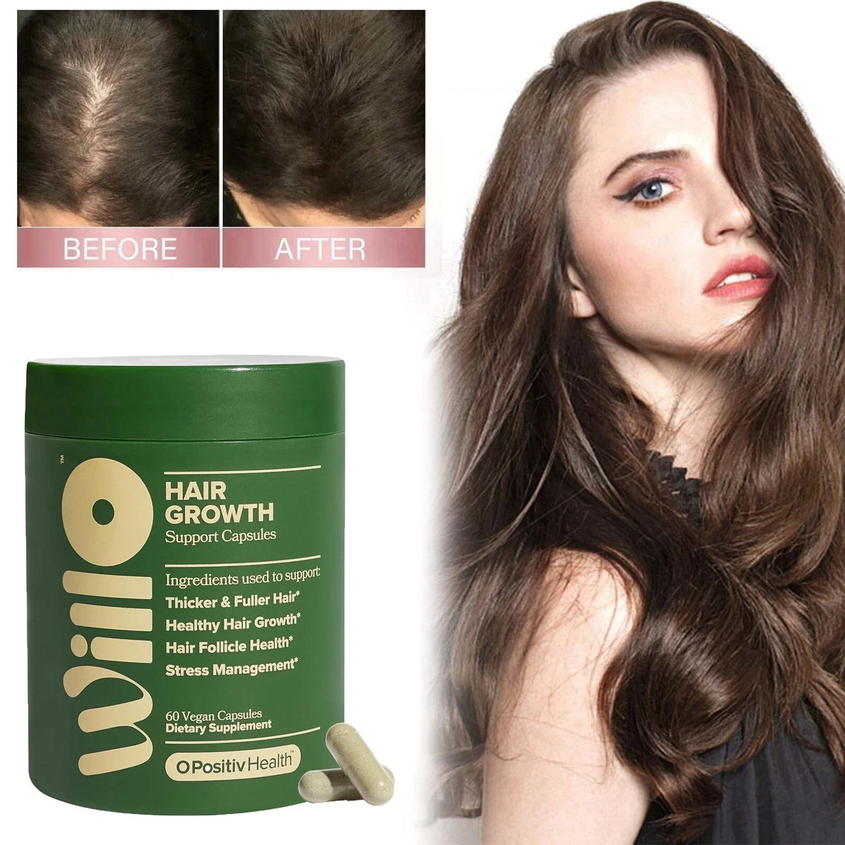 Hair Growth Support Capsules for Women - Thicker, Fuller Hair, 60 Count