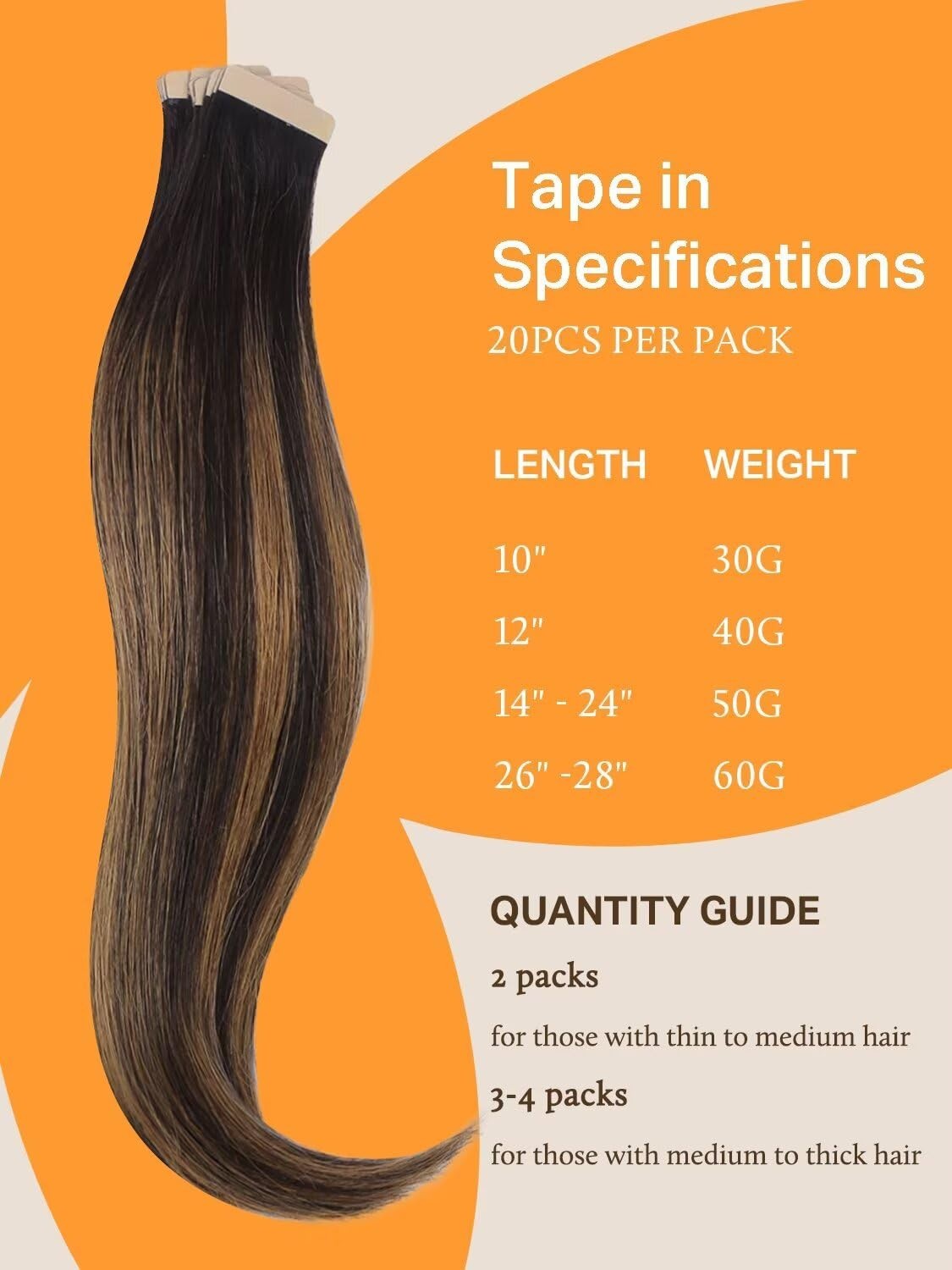10 Inch Remy Human Hair Tape-In Extensions Dark Brown to Chestnut