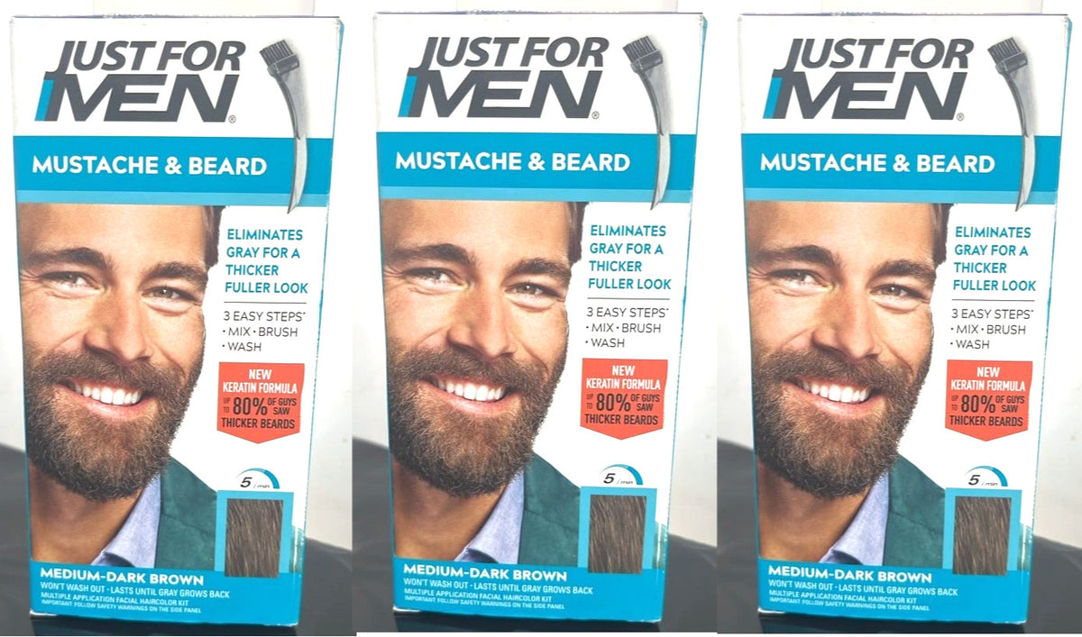 Beard and Mustache Dye Pack of 3 - Medium-Dark Brown M-40