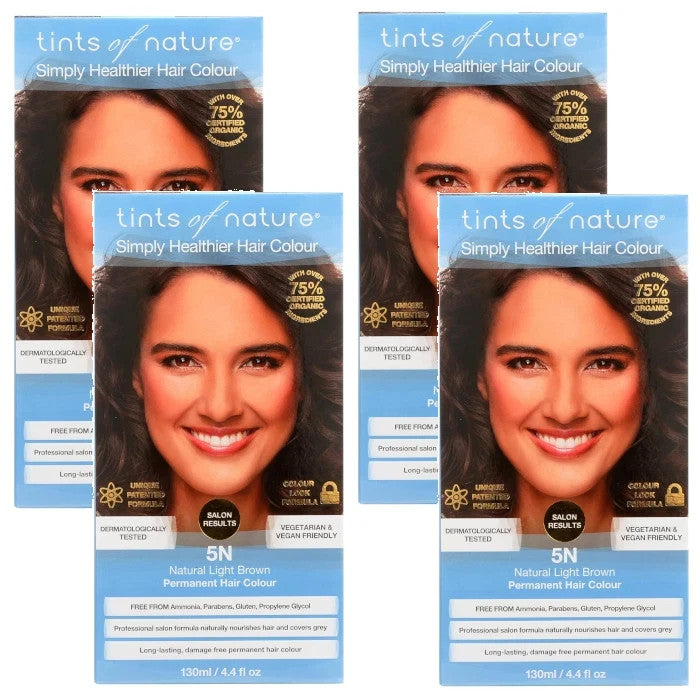 Natural Light Brown Hair Dye - Pack of 4, Long-Lasting Gray Coverage