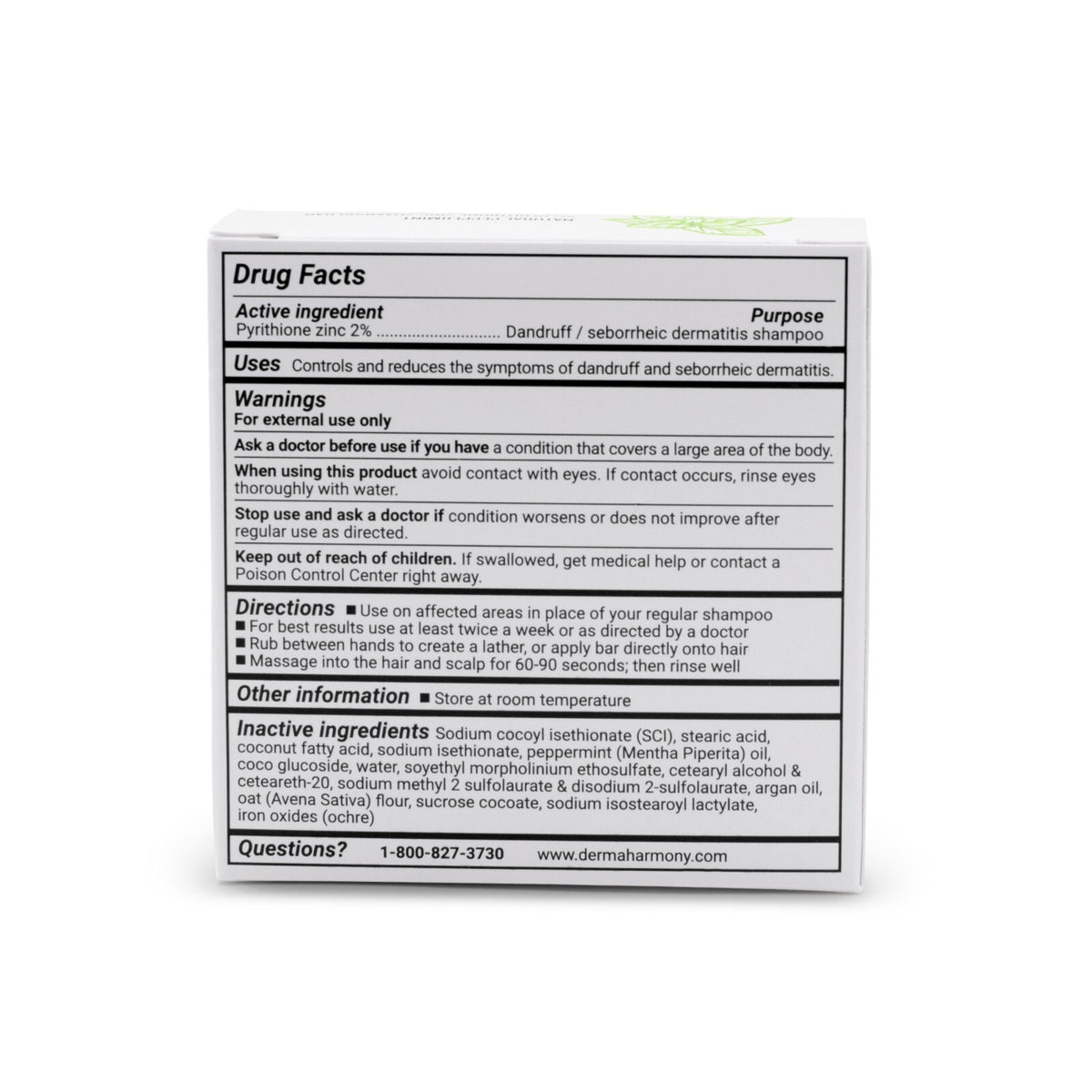Dandruff & Seborrheic Dermatitis Shampoo Bar - Peppermint, 4 OZ, Pack of 2