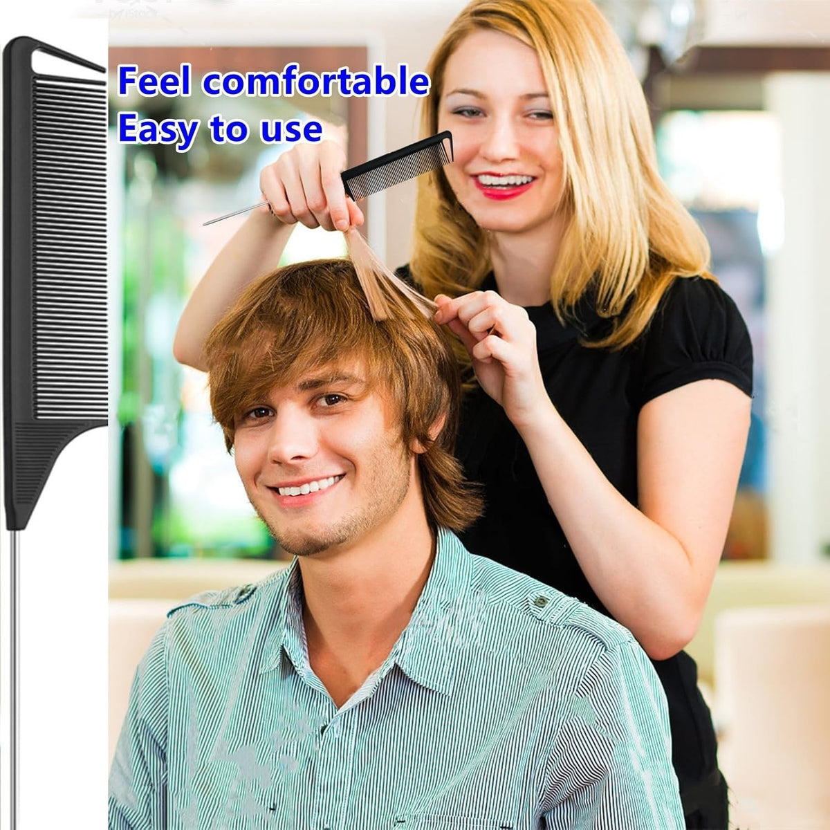 10-Pack Metal Fine Tooth Hair Combs Set for Professional Styling & Braiding