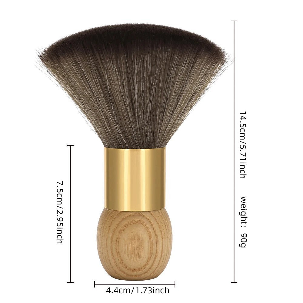 Professional Barber Neck Duster Hair & Face Cleaning Brush with Wooden Handle