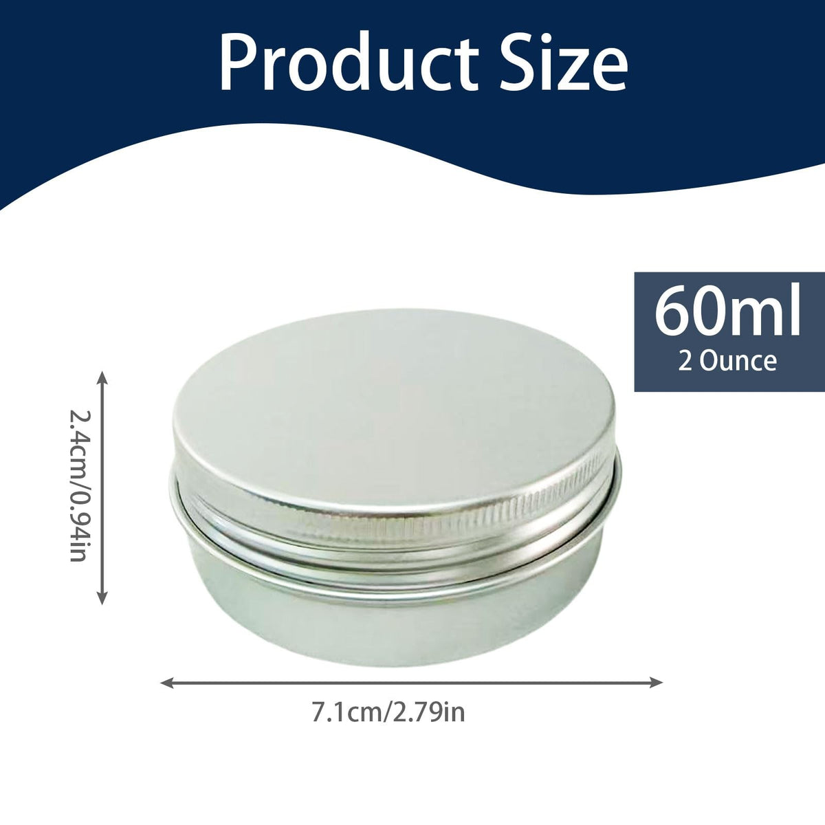 12-Pack 2oz Refillable Aluminum Lip Balm & Cosmetic Tins with Screw Lids
