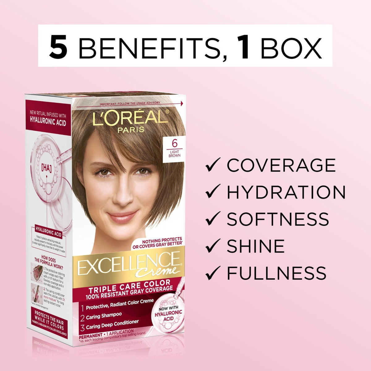 (Pack of 3) L'Oreal Paris Medium Brown Permanent Hair Color - Gray Coverage & Deep Care