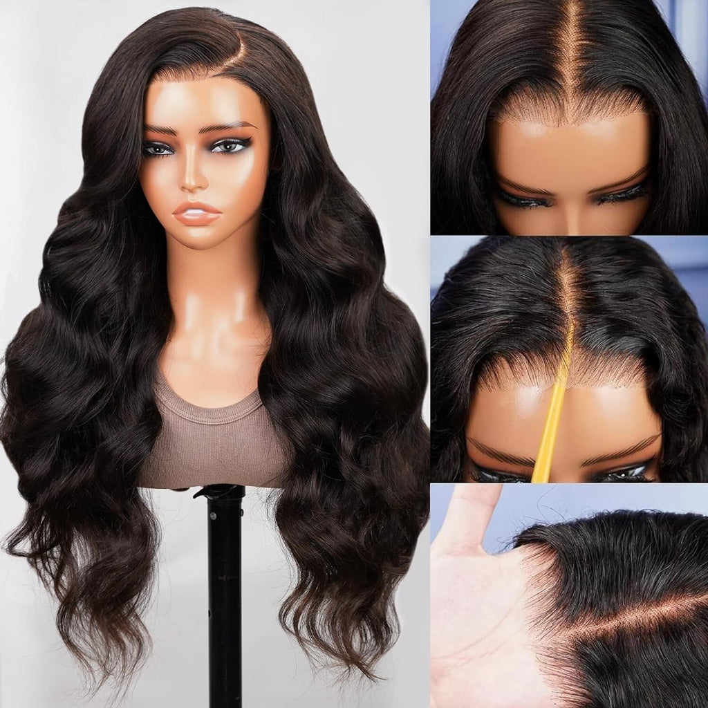 Heat Resistant Lace Front Wigs Long Black Wavy Synthetic Wig with 180% Density