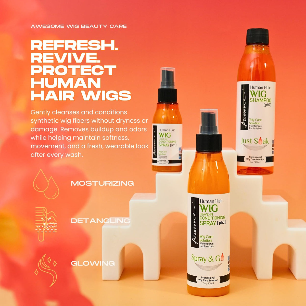 Human Hair Wig Leave-In Conditioner 7 Fl Oz Moisturizing Detangler