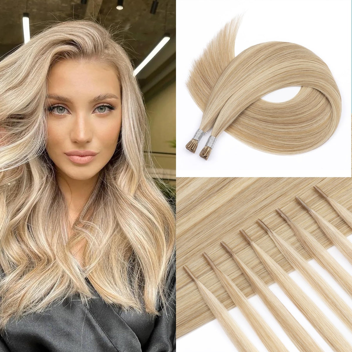 Jinyisong Human Hair Extensions Straight I Tip 22 Inch