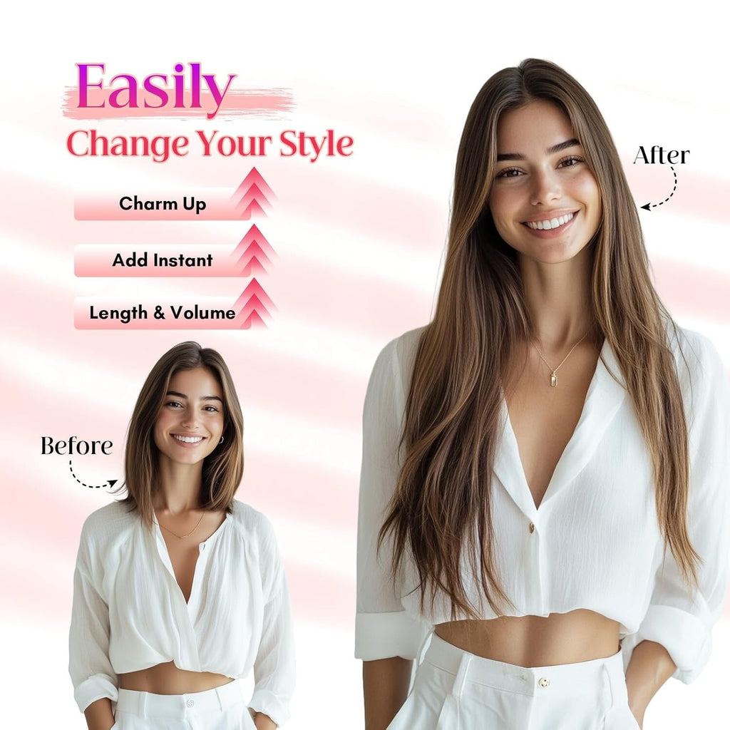 Halo Invisible Wire Hair Extensions - 100% Remy Human Hair, 11 Inch Medium Brown