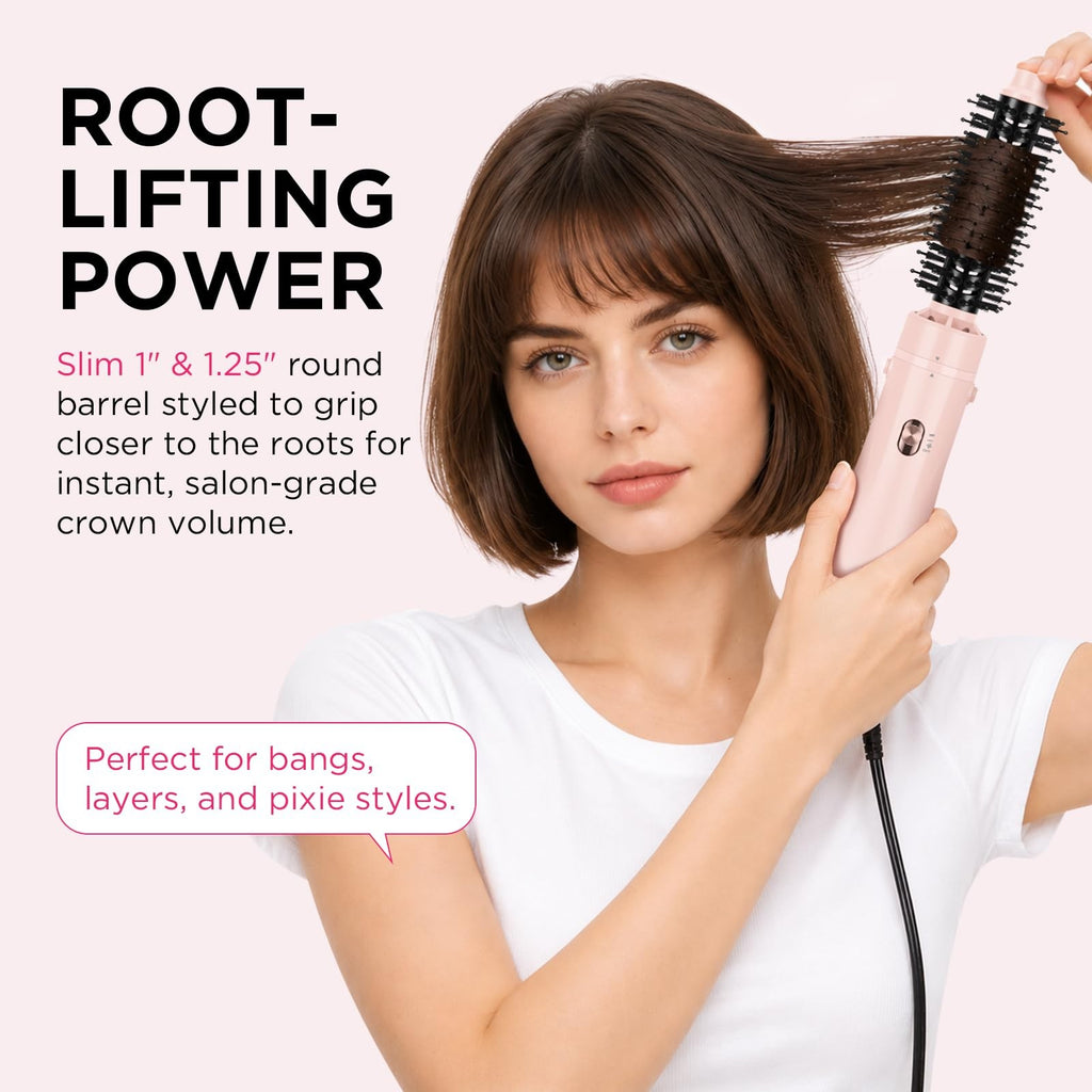 Pink 2-in-1 Blow Dryer Brush Set for Hair Styling and Volumizing