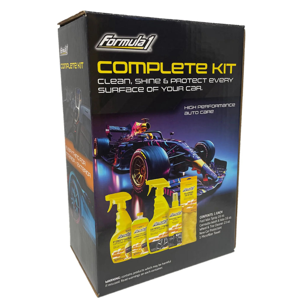Complete Car Detailing Kit for Interior & Exterior Cleaning - Includes Wash, Wax, Tire & Interior Protectant