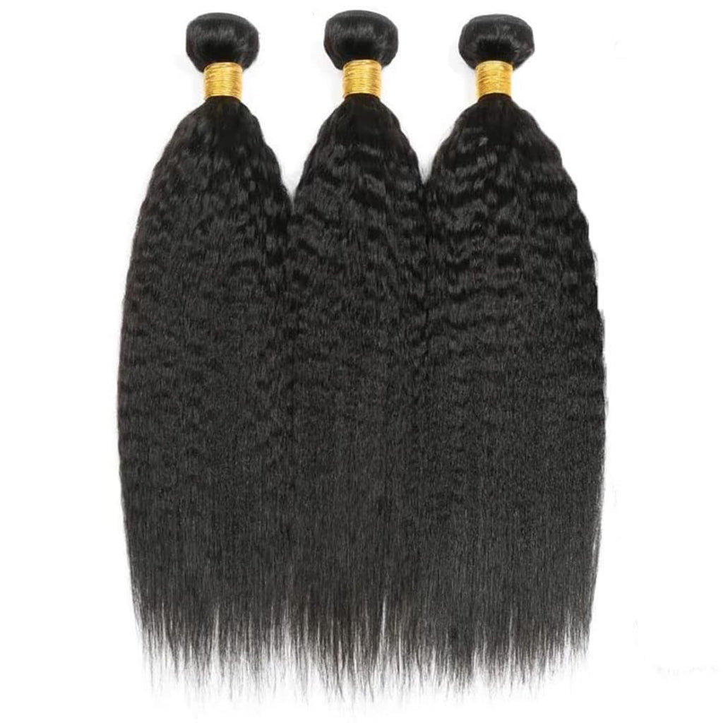 Brazilian Virgin Human Hair Bundles 26 28 30 Inch Yaki Wave Textures