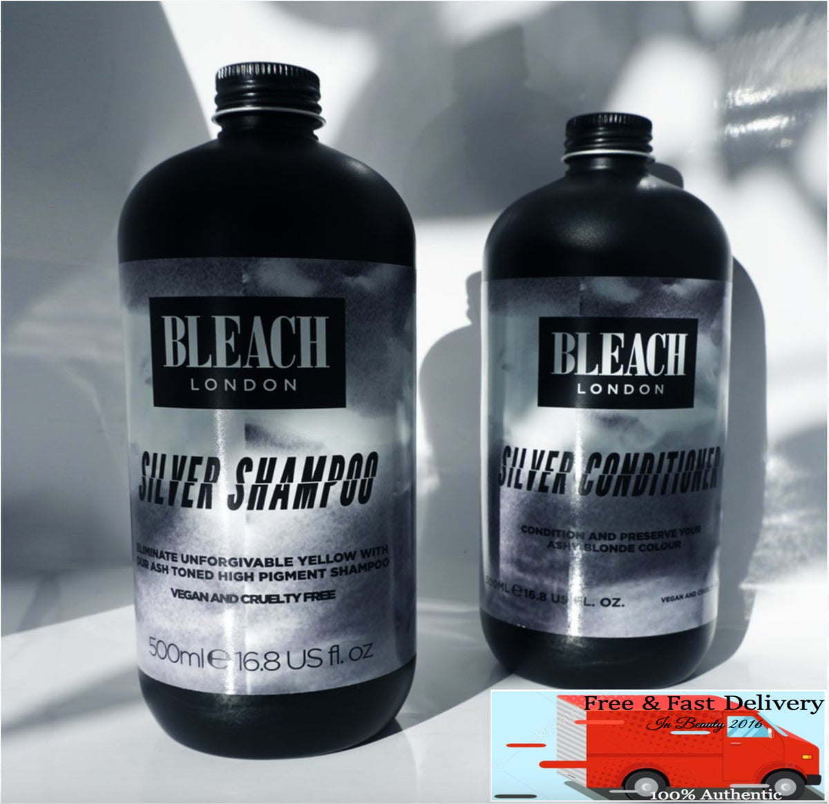 Silver Shampoo & Conditioner Set for Blonde Hair 500ml Each - Neutralizes Brassiness