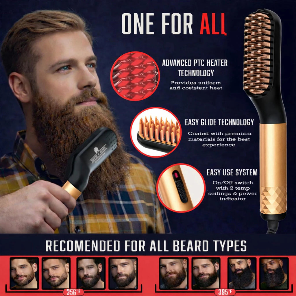 Men's Beard Straightener Grooming Kit with Oil & Comb - Beard Care Set