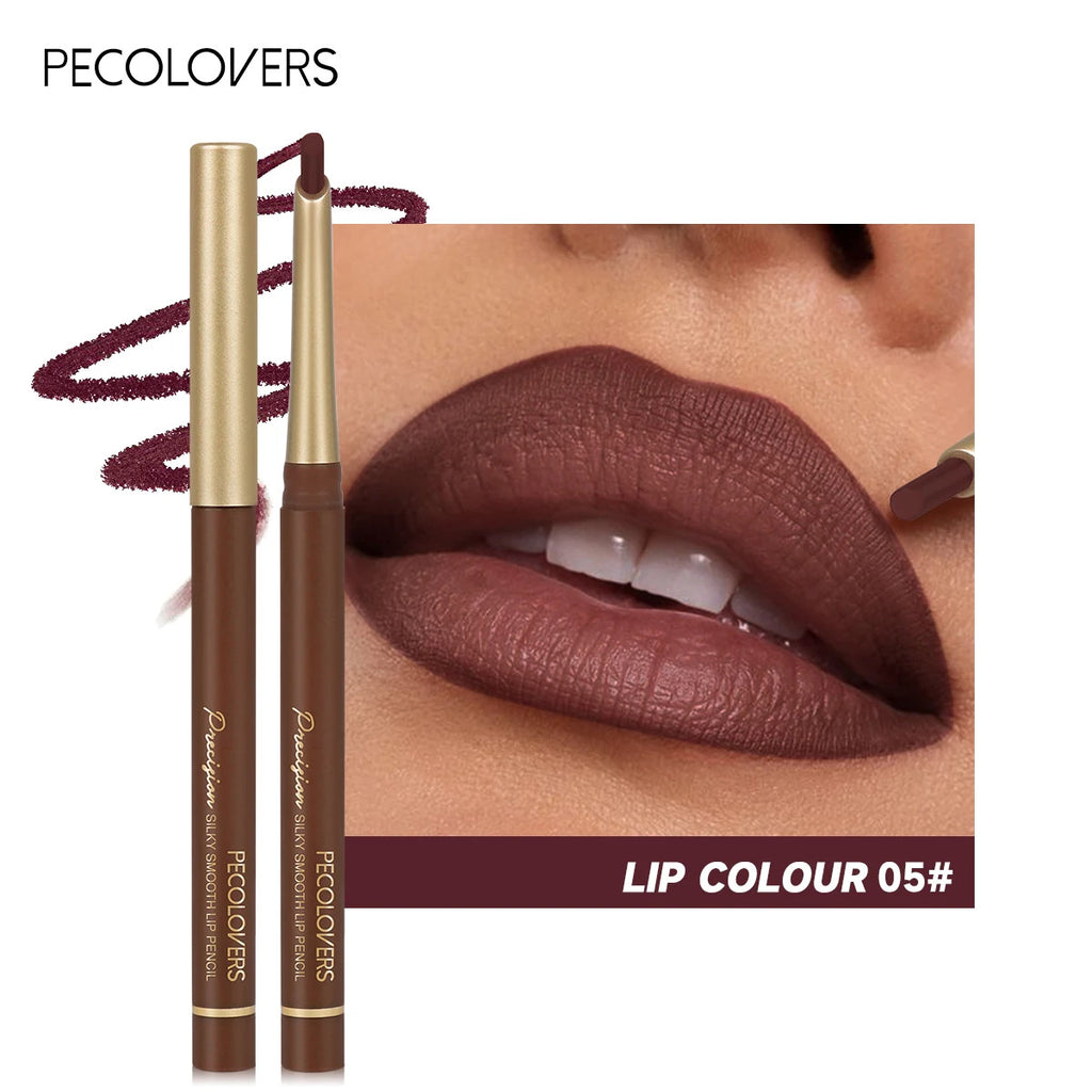 Matte 6-Color Lip Liner Pencil Set Bevel Design for Lip Contour and Nude Looks