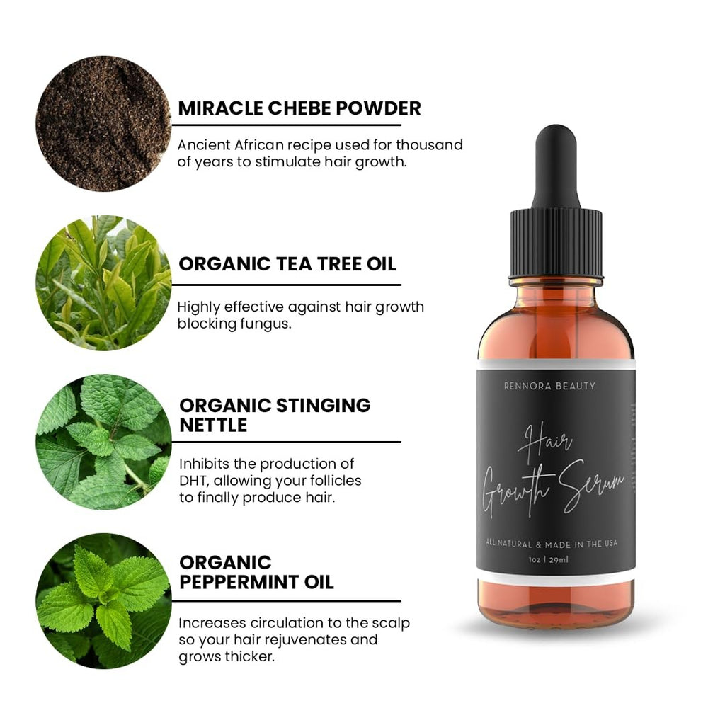 Hair Growth Serum with Peppermint Nettle Rosemary Oil - 2 Pack