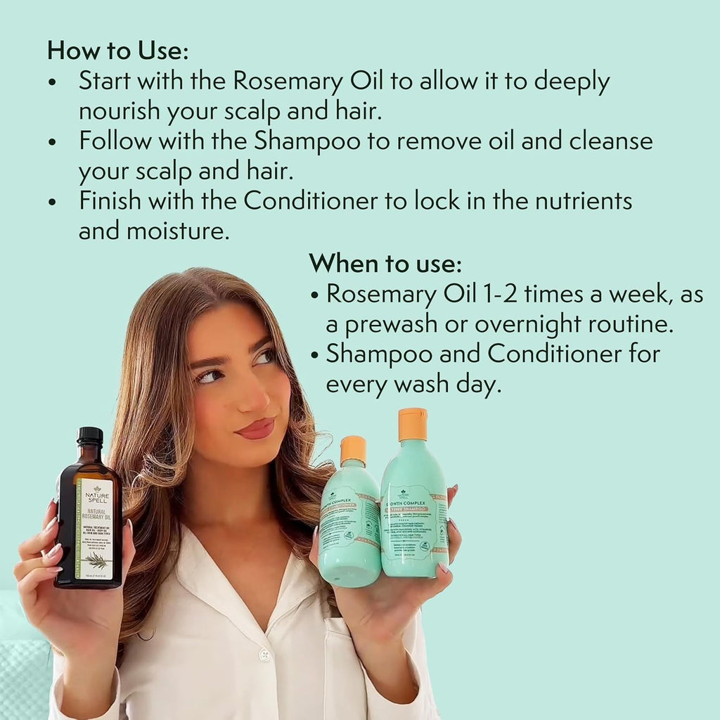 Plant-Based Hair Growth Shampoo & Conditioner Duo with Rosemary Oil