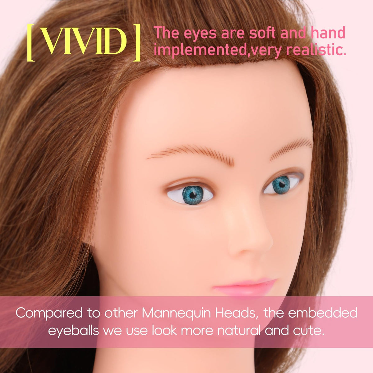 Human Hair Mannequin Head for Cosmetology & Hair Styling - 26-28 Inches, Brown/Blonde