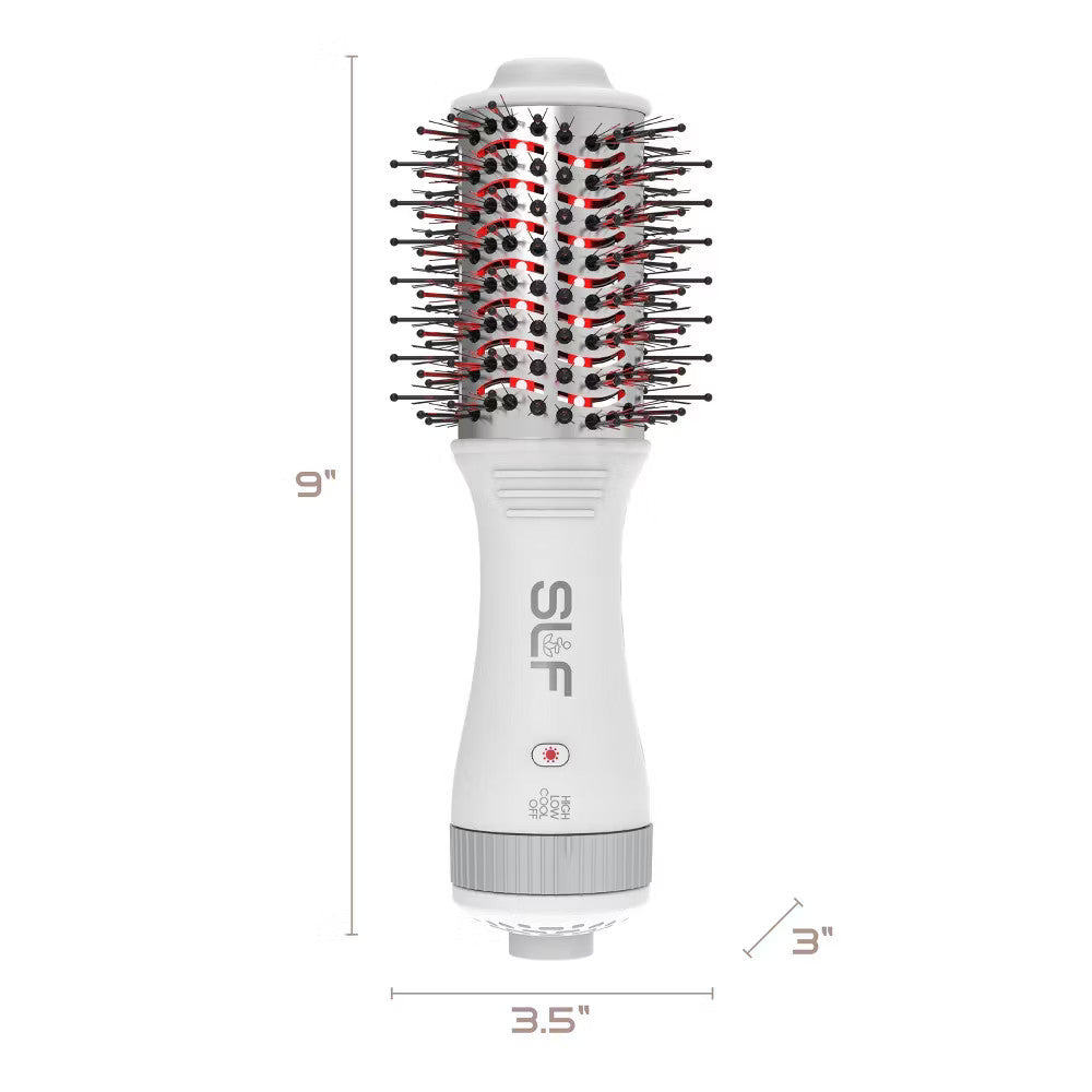 Red Light Therapy Travel Hair Dryer Brush with Ionic Technology