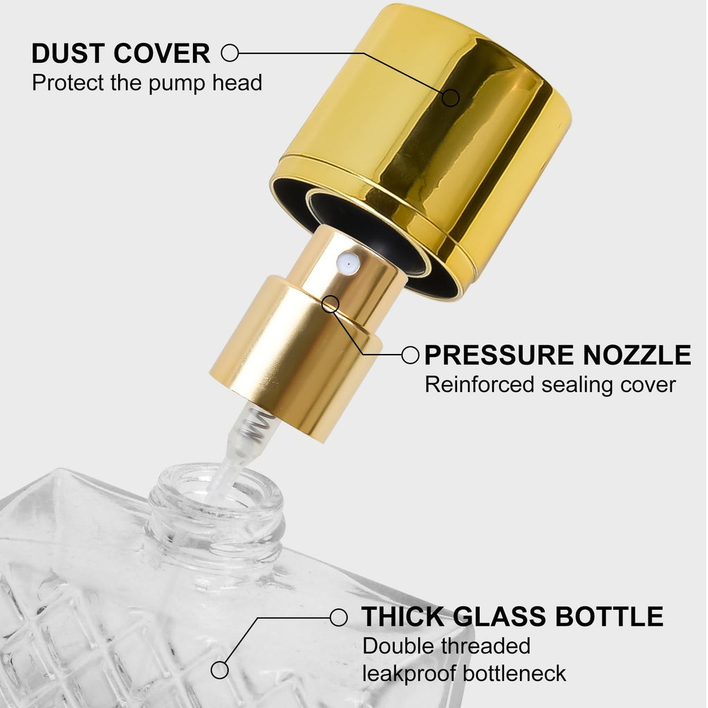 Refillable 50ml Glass Perfume Spray Bottle with Fine Mist Atomizer and Travel Accessories
