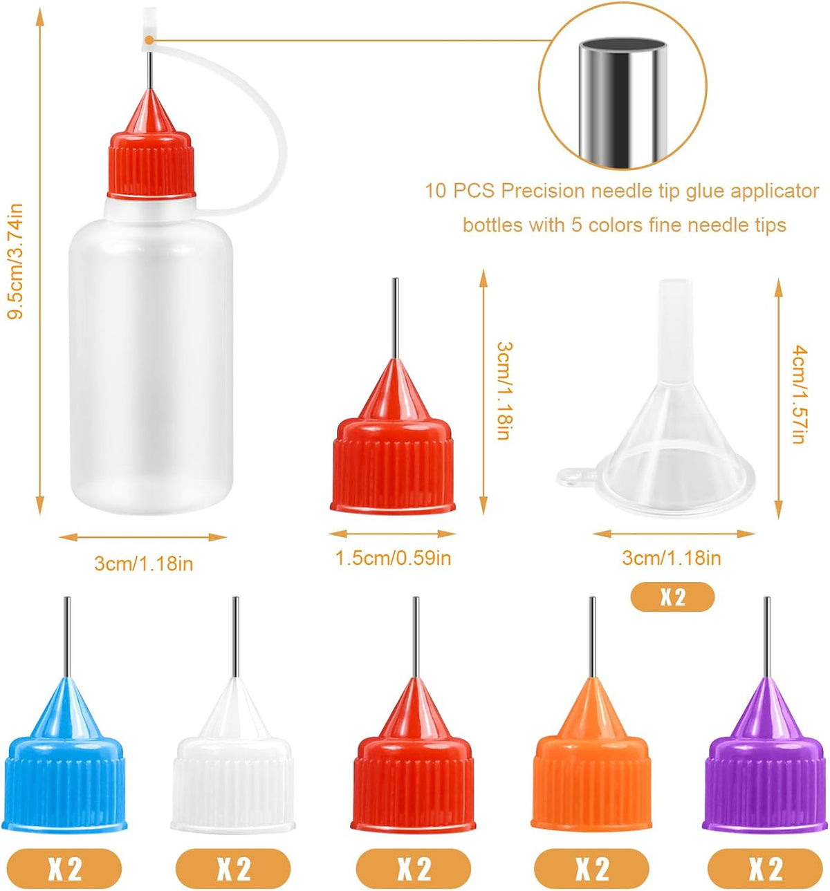 10Pcs 30ml Precision Needle Tip Glue Bottles for Crafts and DIY Projects